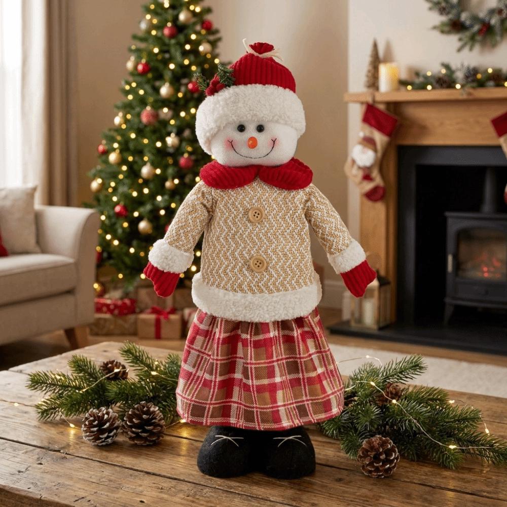 Extendable Legs Christmas Snowman Ornament Space-Saving Retractable Standing Doll Home Decor