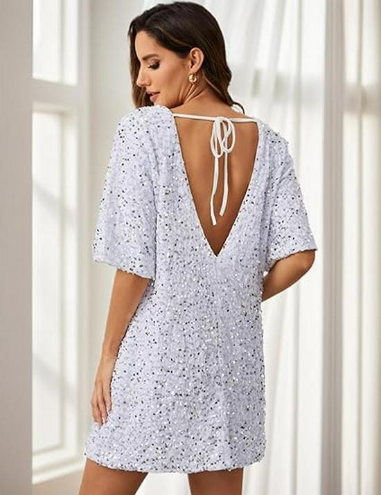 2024 Spring/Summer Women's One-Shoulder Sequin Mid-Length Evening Dress