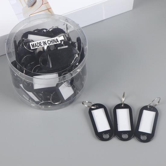 50Pcs Keyring Tags Plastic Key Fobs ID Tags with Split Keyring Paper Insert Key Tags Writing Paper Keychain Organizer