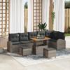 Set of 9 Pieces of Garden Sofa with Grey Cushions Poly Rattan Acacia, 2-seater Garden Sofa with Grey Cushions Poly 3362418