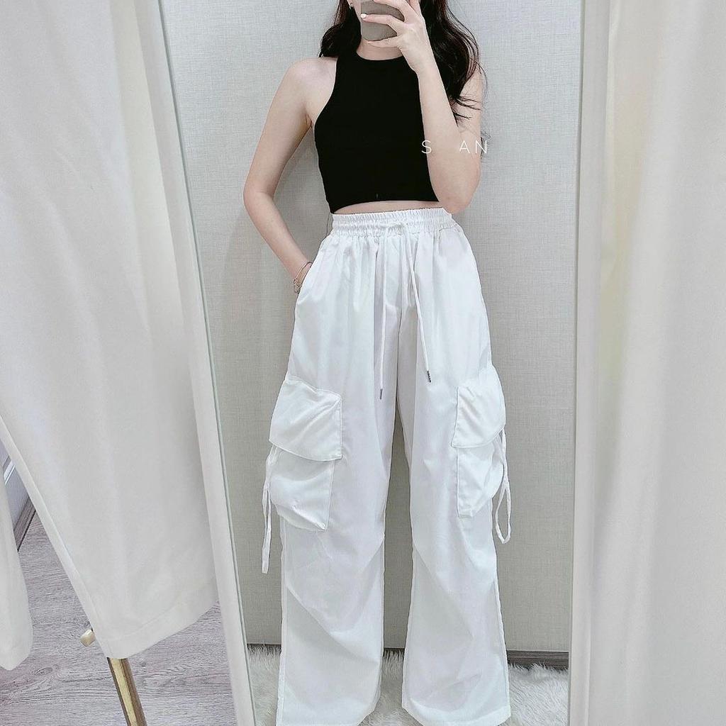 Solid Color Women's Spring Autumn Plus Size Dopamine Loose Wide Leg Elastic Waist Pants Thin Breathable Work Pants