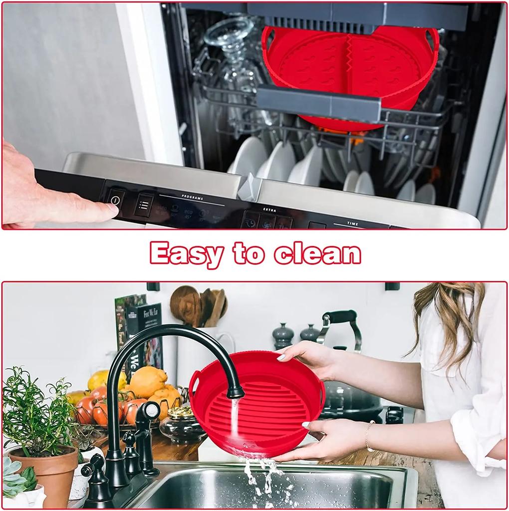 Round Reusable Foldable Bpa Free Airfryer Baking Molds NEW Air Fryer Silicone Pot Basket Plate Cooking Air Fryer Accessories