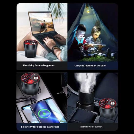 200W Měnič napětí do auta 4 USB 1 port typu C se zásuvkou AC 12V na 220V Rychlonabíjecí konvertor pro notebooky telefony