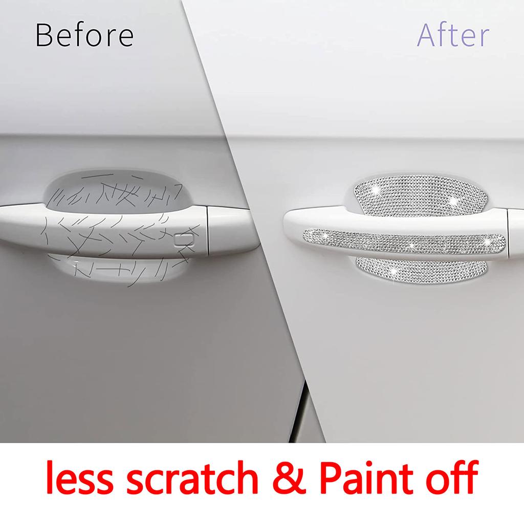 Car Door Handle Bowl Scratch Protective Bling Rhinestone Stickers Silicon Rearview Mirror Anti-collision Protection Strip