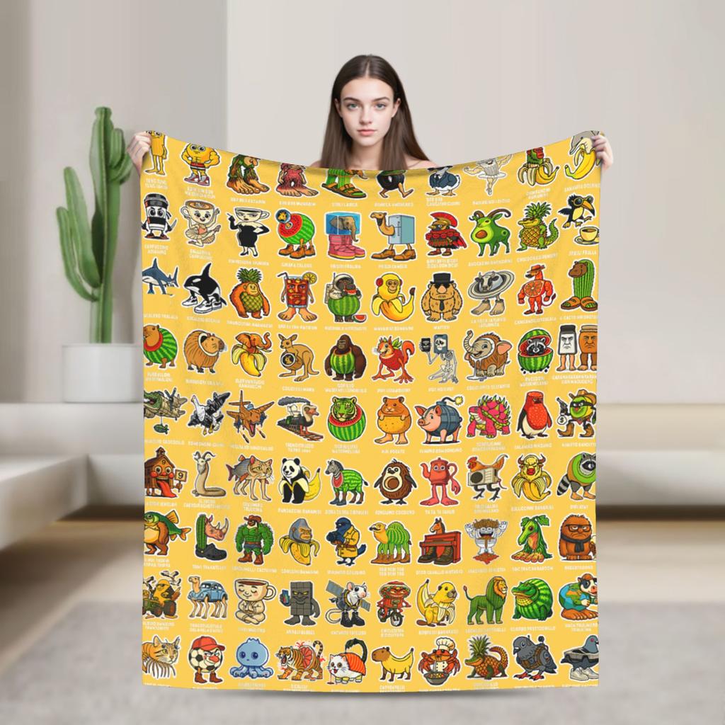 Italian Brainrot Cappuccino Assassino Fun Cappuccino Meme Blanket Soft Funny Plush Throw Blanket For Flannel Bedspread Bed Cover
