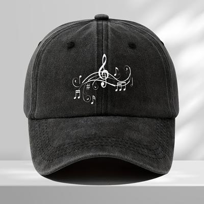 Gorra de camionero con nota musical vintage Snapback ajustable Gorra de béisbol para hombres Mujeres Negra con diseño musical blanco