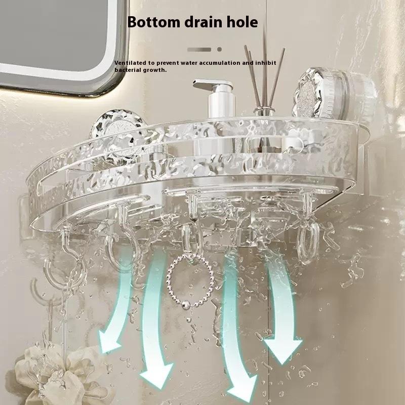 Acrylic Punch-free Bathroom Storage Rack Suction Self Draining Hanging Rack Wall Mounted Toiletries Organizer
