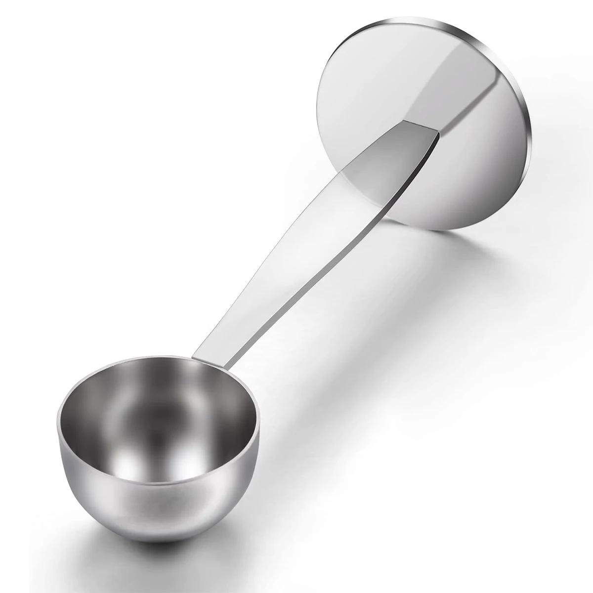 

1Pc 2-in-1 Stainless Steel Coffee Scoop,Tamping Dual-Purpose Coffee Spoon Powder Hammer Tamper for Measuring and Tamping серебряный