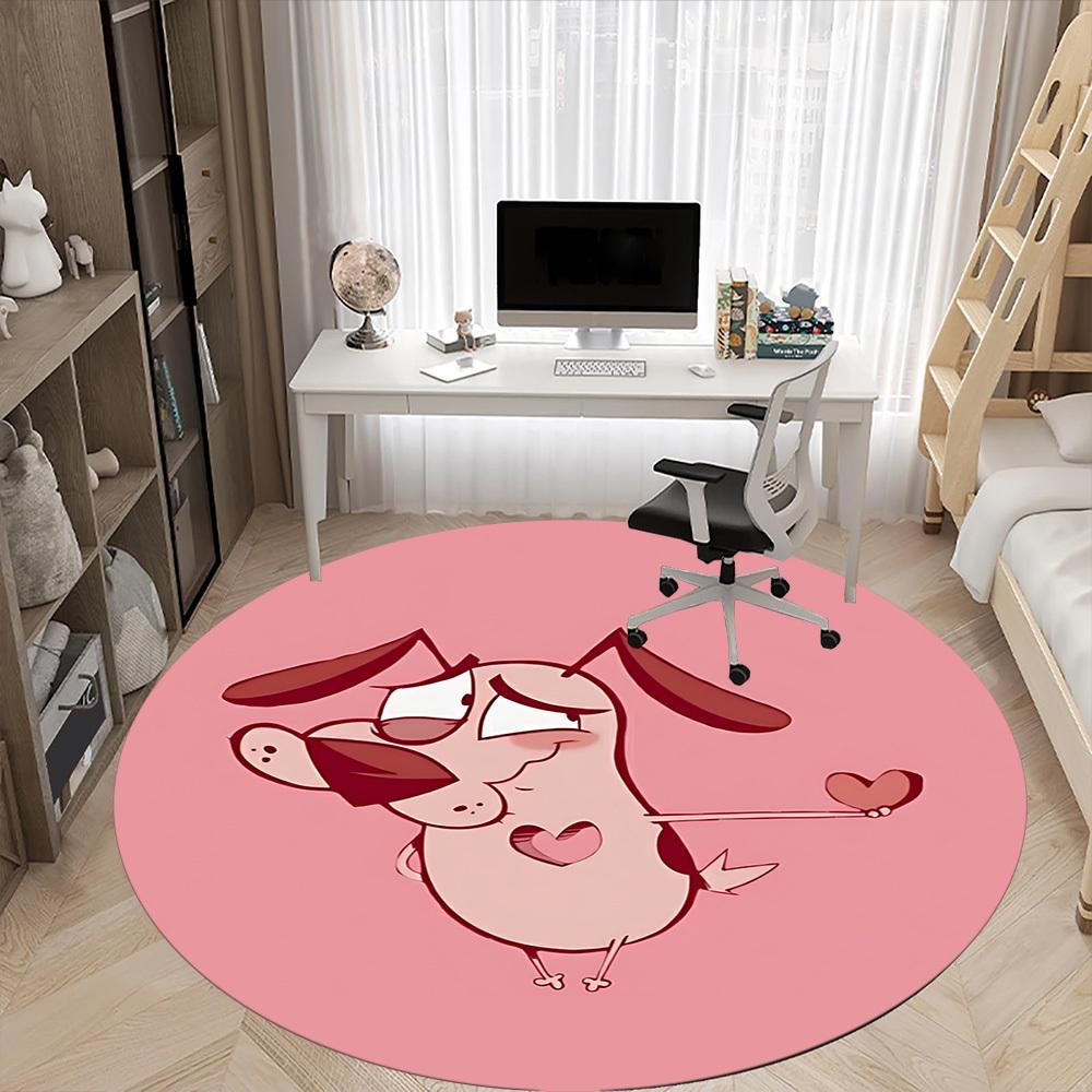 1pc Courage the Cowardly Dog Love Office Round Area Rug, Under Office Chairs Bedroom Living Room Home Decor A1022216