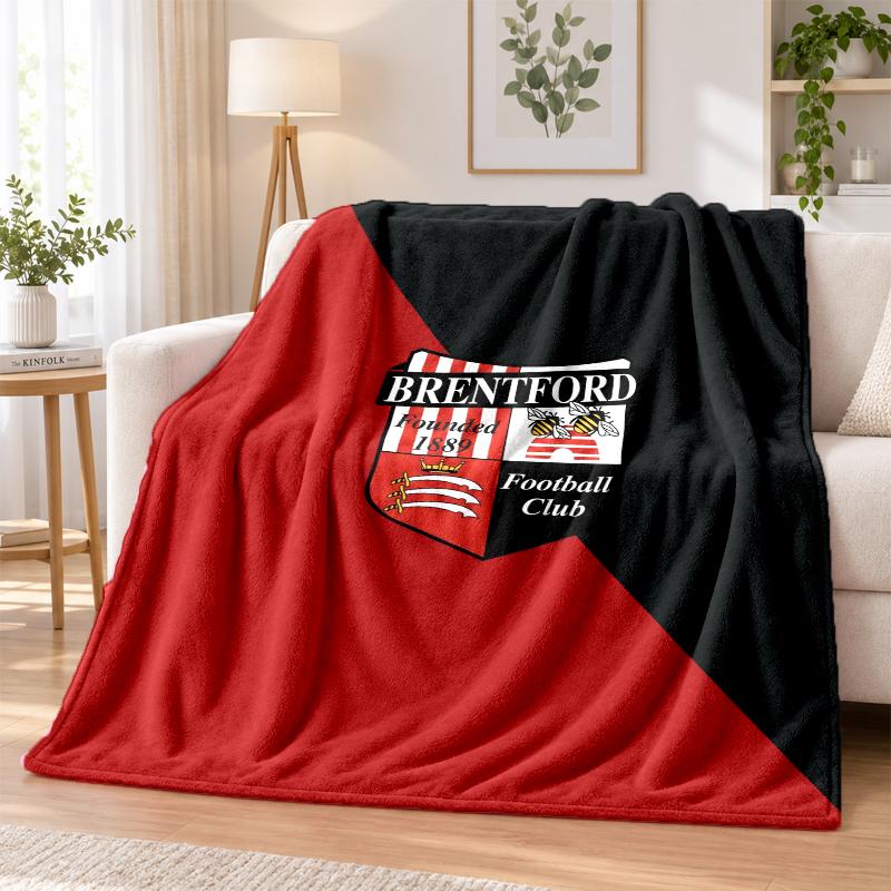 Brentford Football Printed Flannel Blanket Warm Comfort Bed Throw For Indoor Home Decoration