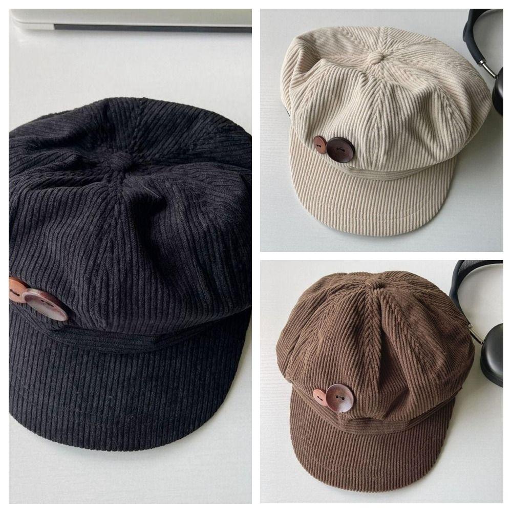 Y2k Double Button Berets Hat Japanese Painter Hat Retro Octagonal Hat  Sweet