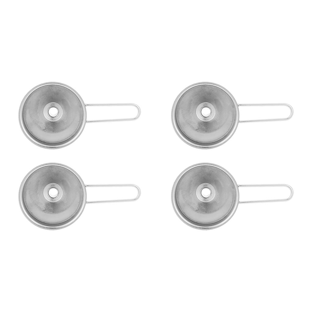 4pcs Small Funnel Stainless Steel Mini Kitchen Funnel for Oil Flask Liquid Transfer Household Canning Strainer Silver