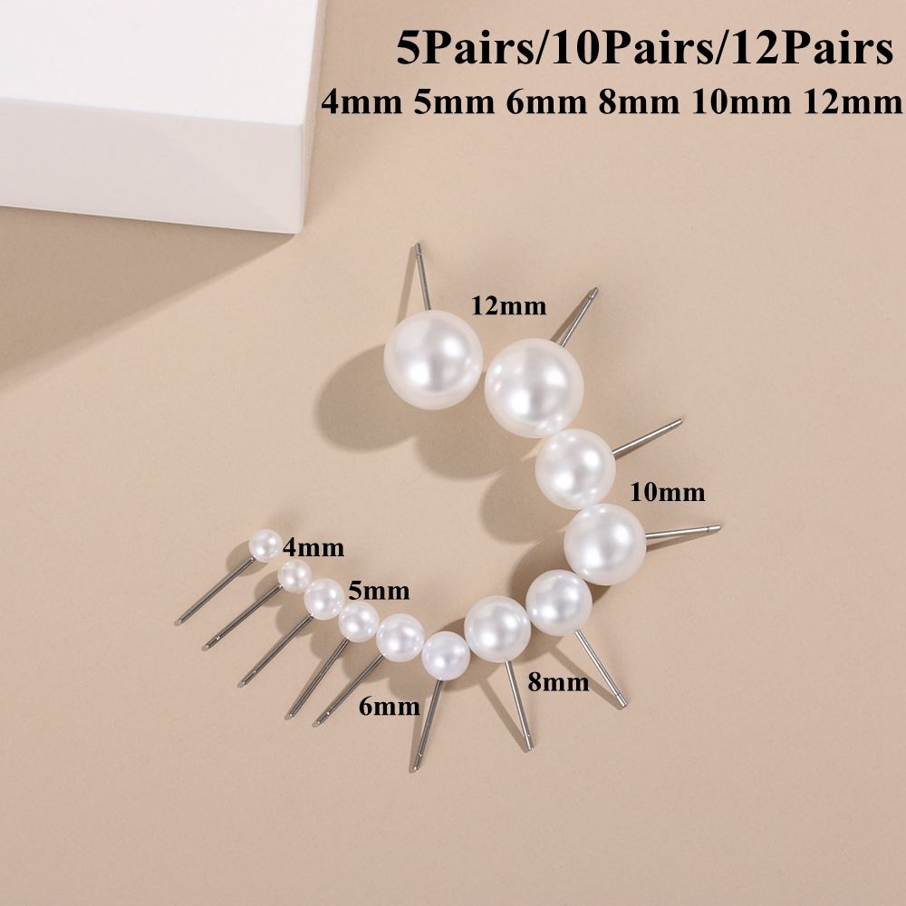 

4mm 5mm 6mm 8mm 10mm 12mm Fashion Jewelry Pearl Earrings Ear Stud Elegant Round Shape