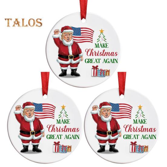 1/2/3/5/10Pcs Trump 2024 Christmas Ornament Make Christmas Great Again Santa Ornament Hanging Holiday Decoration for Supporters