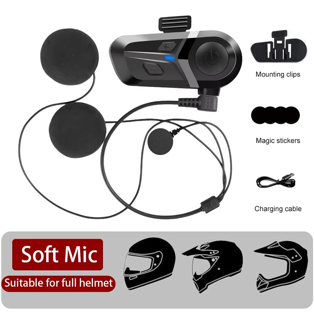 Waterproof Motorcycle Helmet Headset Wireless Hands-free Call Phone Earphone Music Player for Moto Helmet Bluetooth 5.3