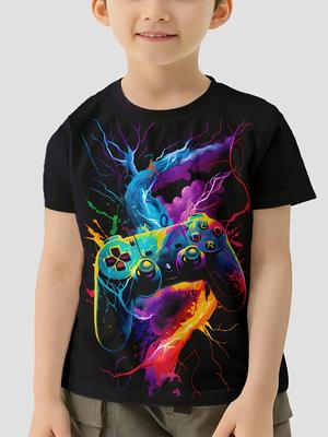 Παιδικά Ρούχα Παιδικά Ρούχα Πολύχρωμο T-shirty με Χειριστή Παιχνιδιού T-shirt για Αγόρι Παιδικά Ρούχα Αγόρια Μπλούζες Κοντομάνικες