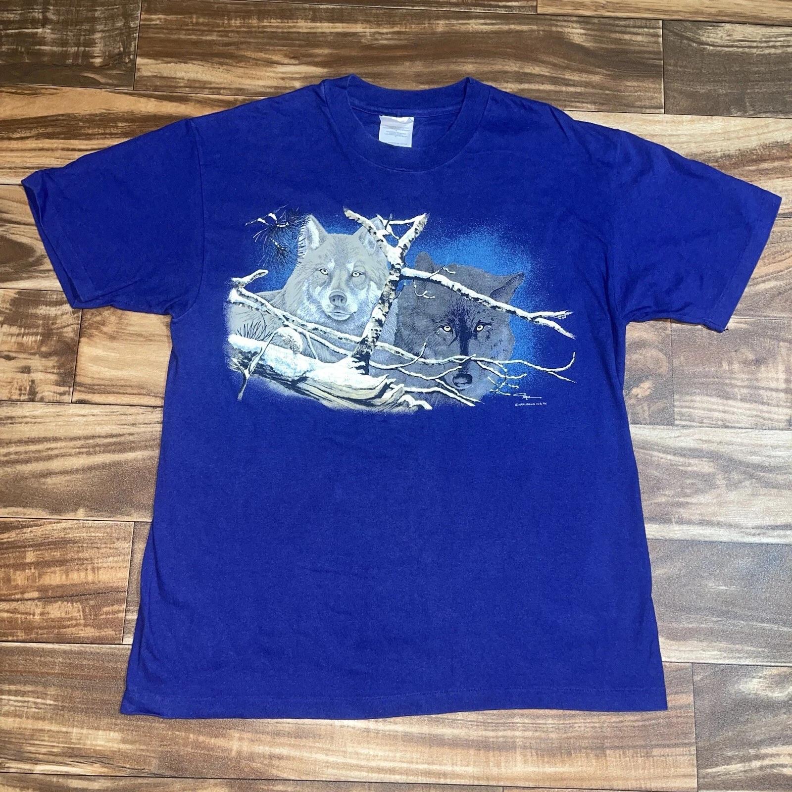 

Vintage 1994 Wolf Graphic Nature T-Shirt Size Large XL