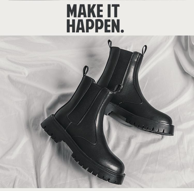 Herren Chelsea Boots im britischen Stil: Herbst/Winter Hohe Martin-Stiefel mit Plus-Samt und dicker Sohle