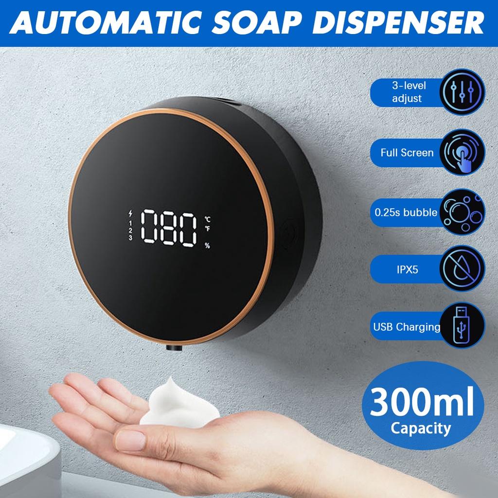 2000mAh Liquid Fast Foaming Pump Wall Mounted with Temperature Digital Display White/Black Automatic Touchless Sensor Soap Dispenser Hand Sanitizer