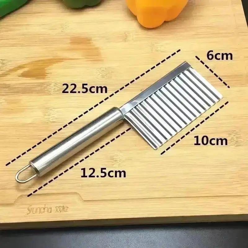 Nerezový nůž na vlnitý kráječ brambor Domácí krájení zeleniny Gadgety na hranolky Kuchyňské přenosné nástroje na zeleninu Velkoobchod