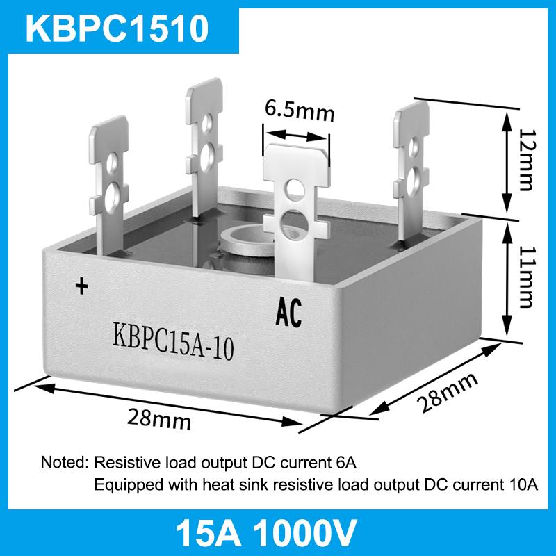 

5A10A15A25A30A50A KBPC BR Серії Випрямний Міст Стек 4-контактний Квадратний Міст Ультразвукова Зарядка Однофазний Випрямний Міст KBPC 1510 15A