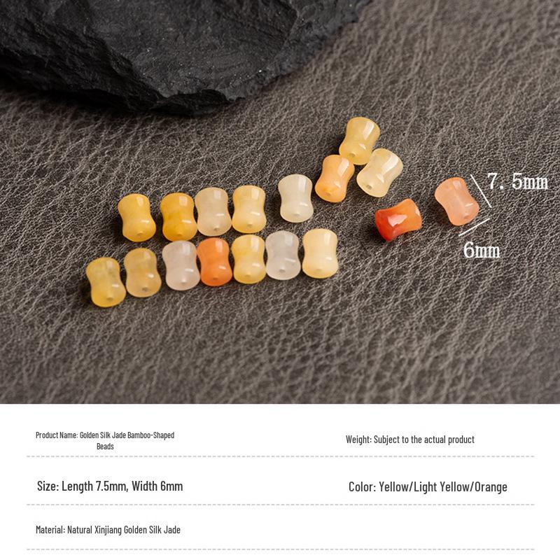 Natural Xinjiang Golden Silk Jade Barrel Beads - Yellow Gobi Gemstone for Handmade DIY Accessories