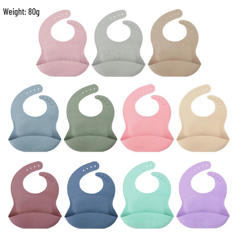 

Водонепроницаемый силиконовый нагрудник для малыша - Устойчив к пятнам, с карманом для еды, Возможность персонализации с ЛОГОТИПОМ.