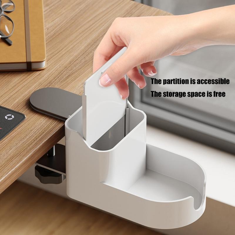 Desktop Phone Stand With Beverage Holder Modern Nonslip Base Desktop Organiser Workspaces Storage Solution