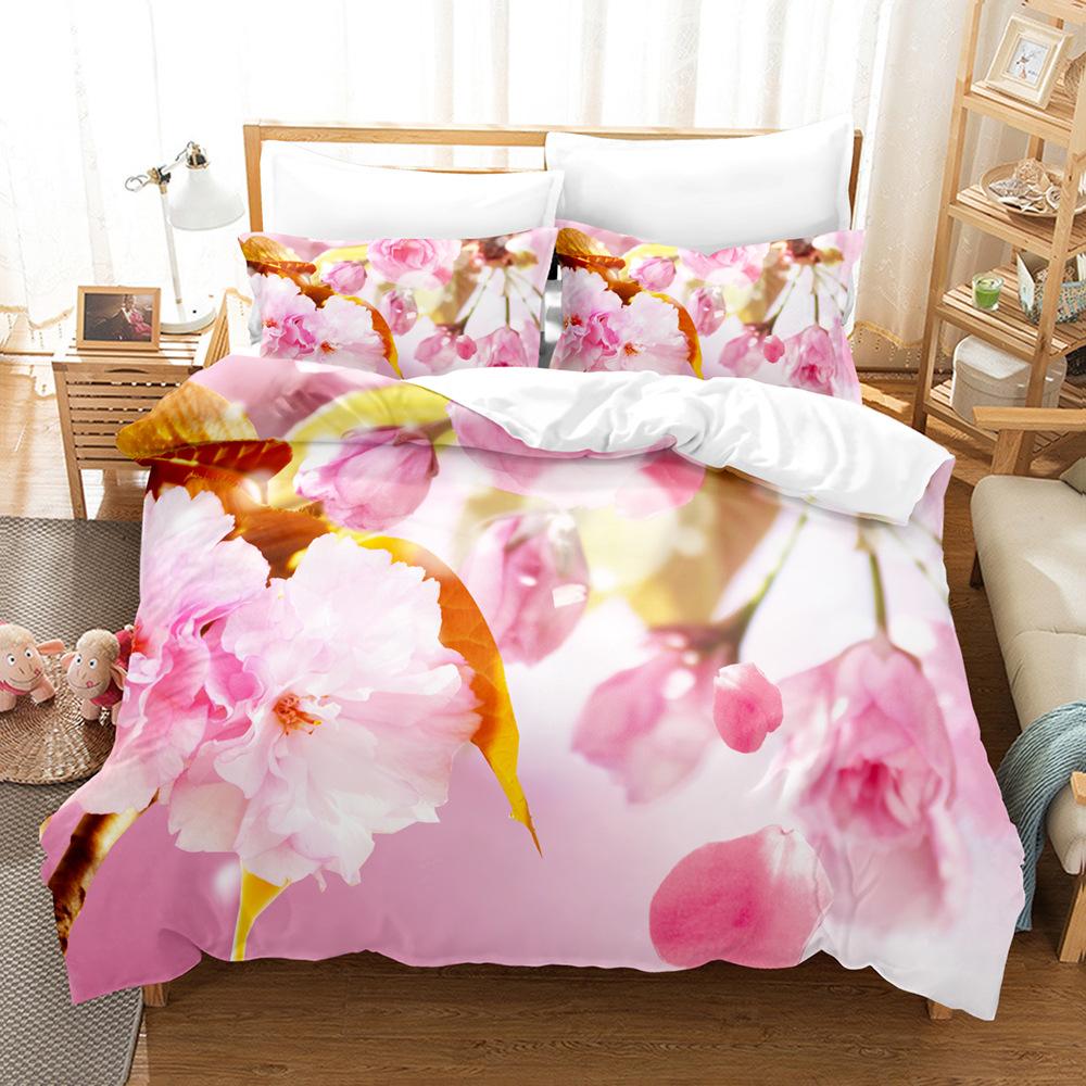 3D Romantik Çiçek Yatak Takımı Bahar Yorgan Örtüsü Yastık Kılıfı Takımı Tek/Çift Kişilik Yatak Kız Kadın Yumuşak Yorgan Örtüsü