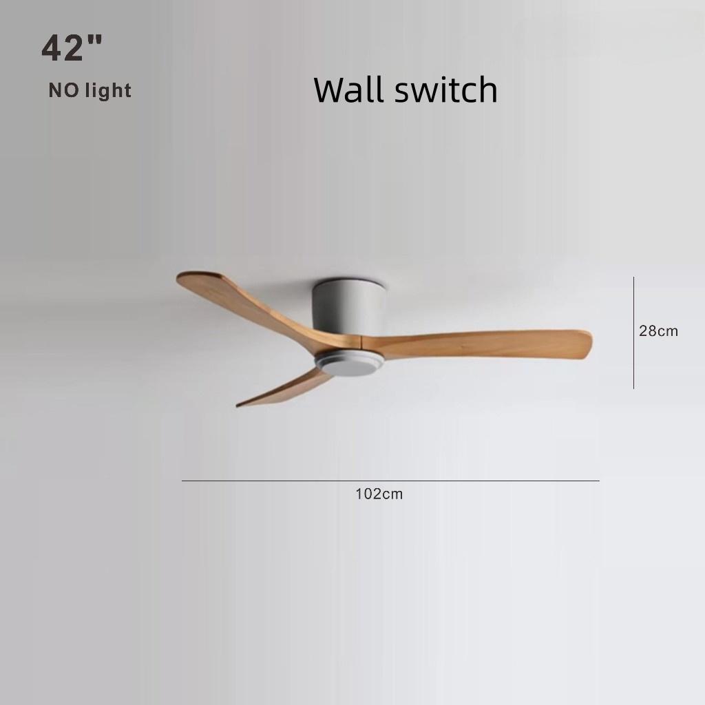 Living Room Bedroom Solid Wood Ceiling Fan Creative Villa Hotel Decoration Fan Nordic Minimalist Variable Frequency Fan