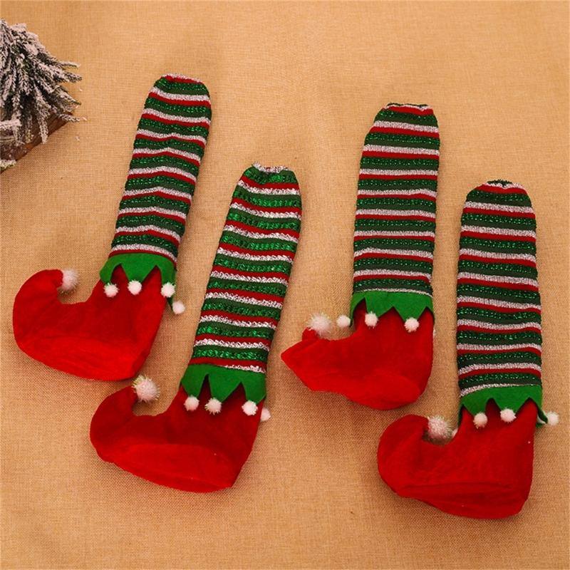 Christmas Cute Elf Table Leg Covers Chair Foot Covers Enhances the Holiday Spirit In Your Living Space