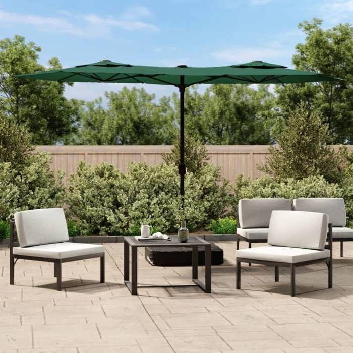 VidaXL Parasol de Jardin à Double Tête avec LED, Pare-soleil de Patio, Abri de Soleil, Parasol de Plage Terrasse Extérieur, 362970