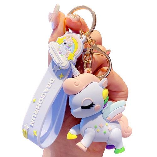 Cute Unicorn PVC 3D Figurine Keychain Cartoon Car Key Ring Pendant Customized according to drawings светло-фиолетовый