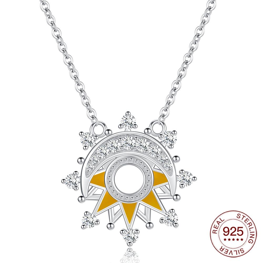 925 Silver Necklace Heart Silver Chain Moon 925 Original Necklace Clover Silver 925 Jewelry Women Gift