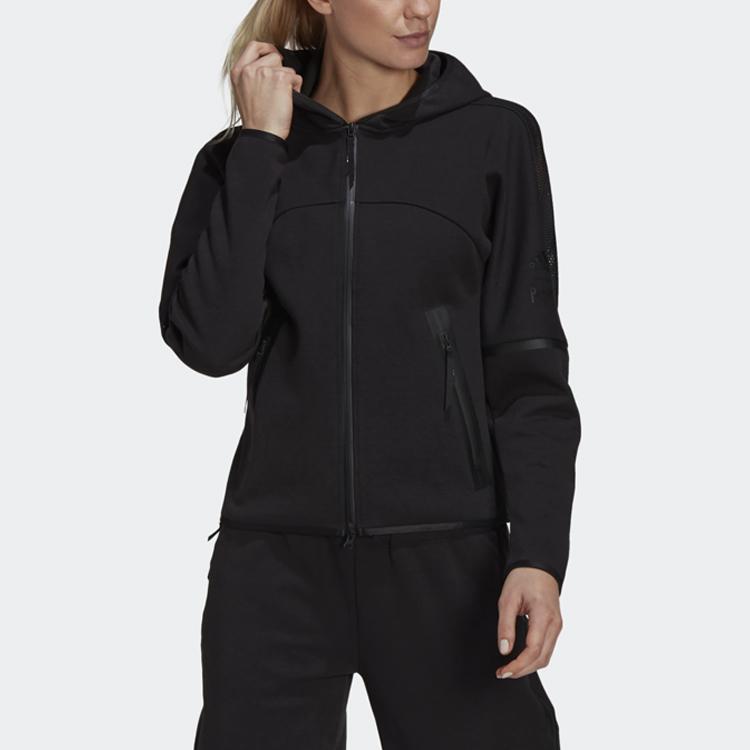 Adidas Sports Hooded Jacket Women Jackets Black H30033