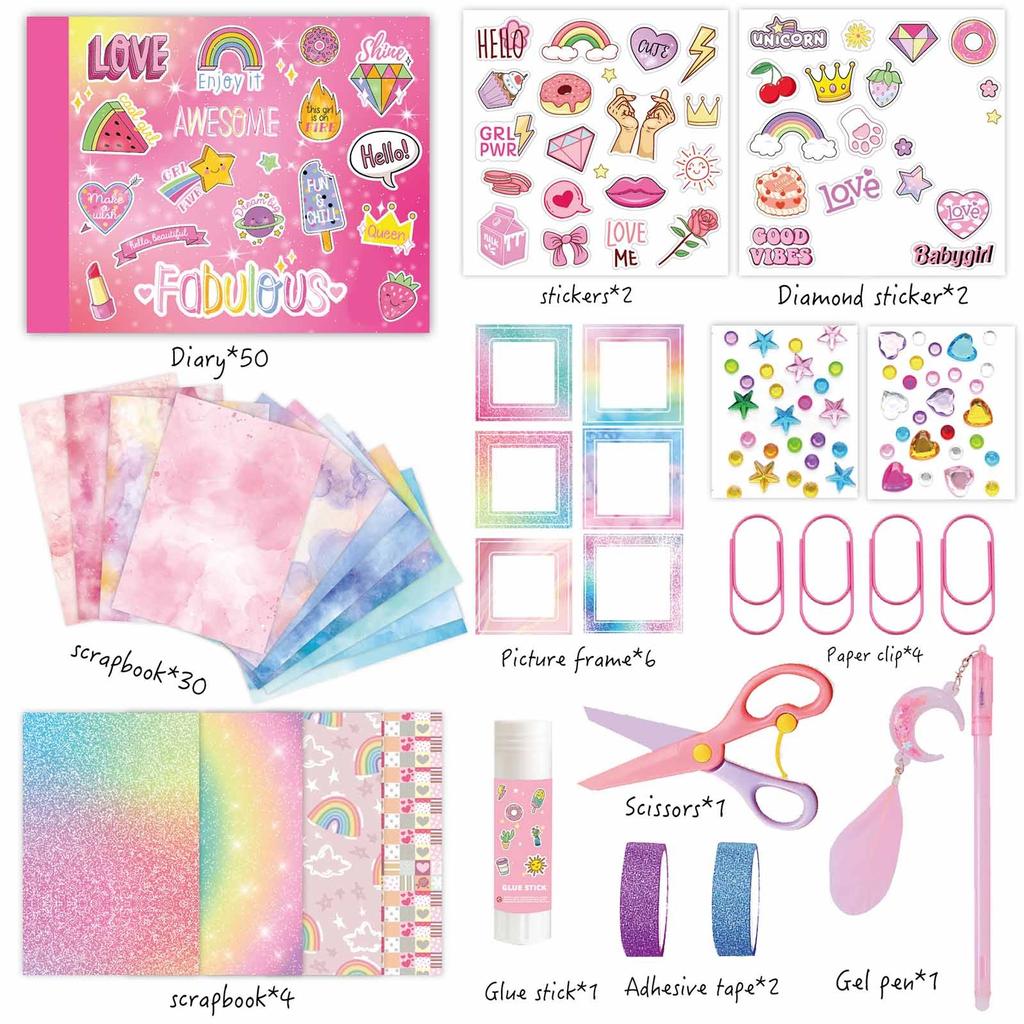DIY-Tagebuchset für Mädchen – DIY-Tagebuchset für Teenager-Mädchen, Briefpapierset, Scrapbook- und Tagebuchzubehörset, Tagebuch-Kunstbastelset 1ML