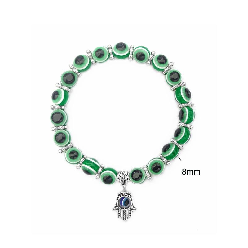 Fashion Turkish Blue Eye Bracelet Fatima Palm Demon Eye Beaded Bracelet