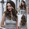 HAIRCUBE Dlouhá vlnitá střední část Syntetické paruky pro černé ženy Černá Hnědá Paruka z umělých vlasů odolná vůči teplu Denní cosplay párty