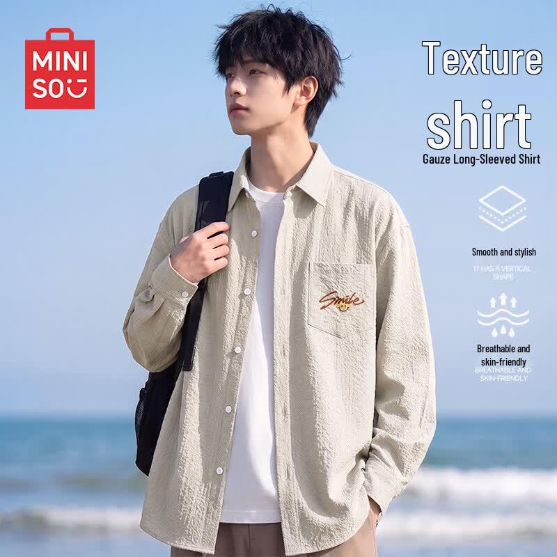 MINISO Men's Three-Proof Textured Long-Sleeve Shirt