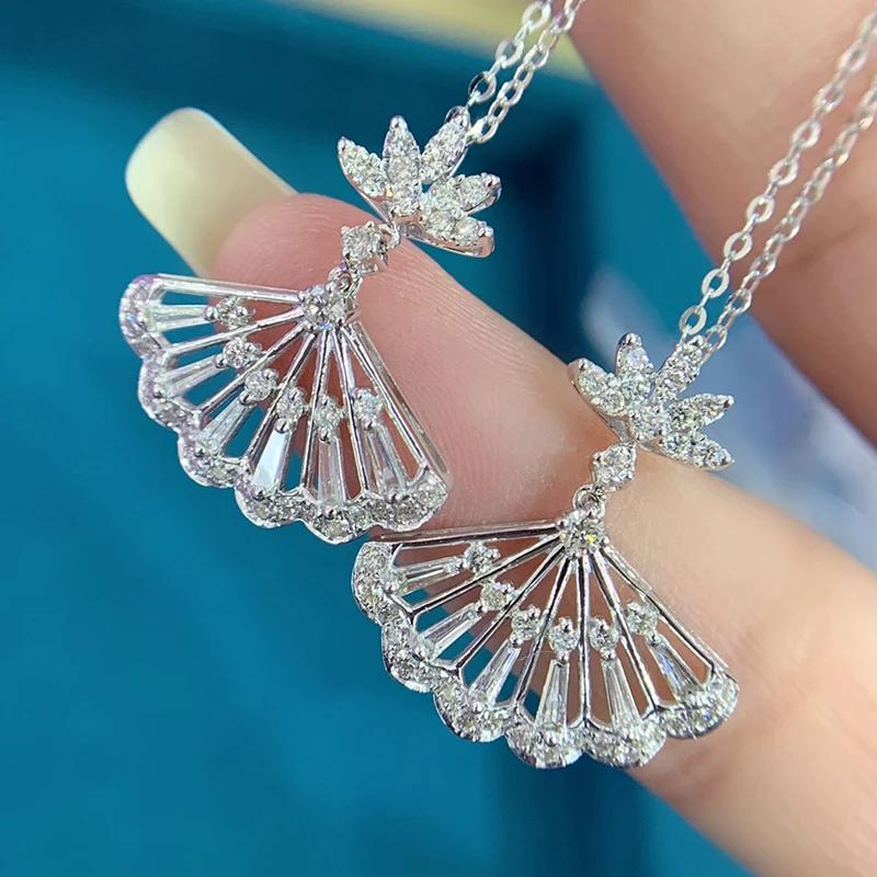 NEW Hot Sale 925 Sterling Silver AAA Zircon Diamond Smile Necklace Simple Design Fashion Women Jewelry Wedding Party Gift