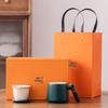 Chinese Style Ceramic Cup Gift Set with Lid and Wooden Handle - Three-Piece Tea Cup with Filter