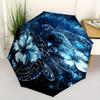Schildkrötenblumen-Thema 8-Rippen-Hand-Automatik-Faltregenschirm, Kompaktes und tragbares Design, Ein perfektes Geschenk für Geburtstag, Weihnachten oder Geschäft