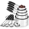 10-Piece Stainless Steel Measuring Cups and Spoons Set for Coffee, Seasoning, and Baking.