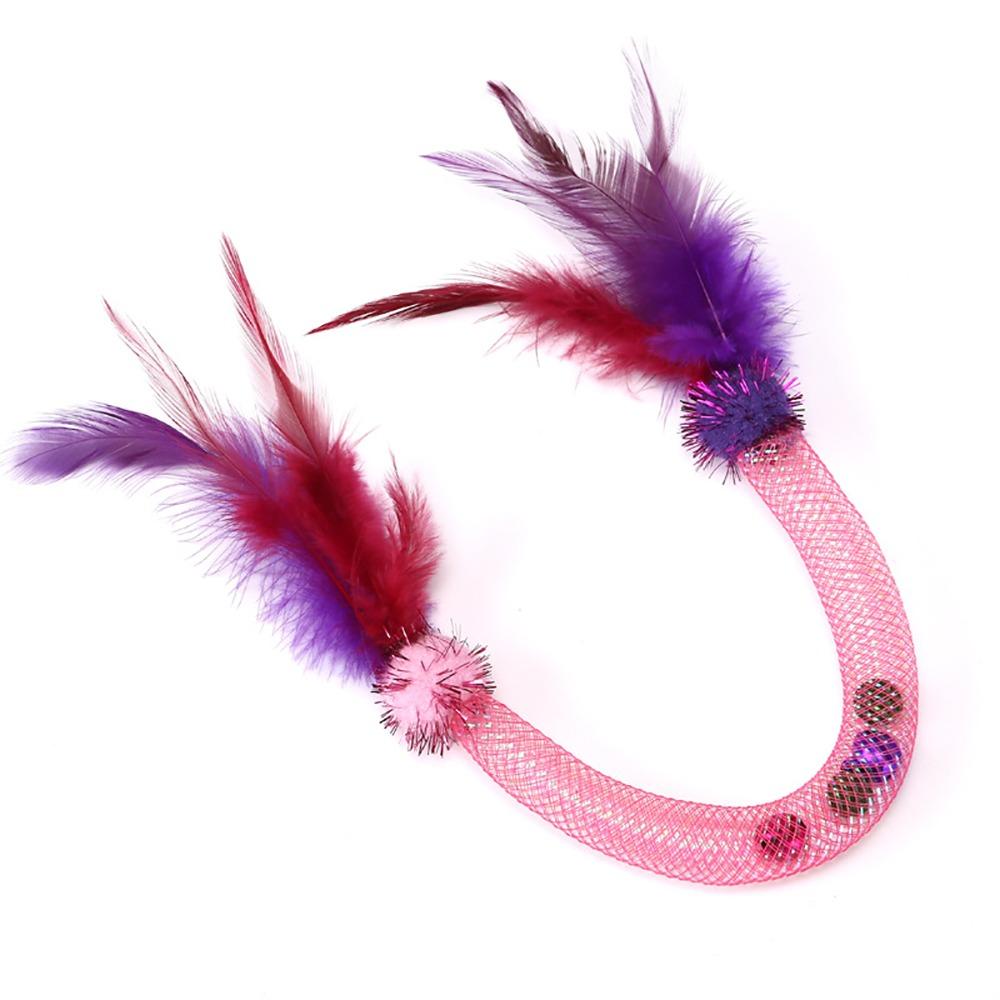 Jouet Interactif pour Chat avec Plumes et Clochettes, Infusé à l'Herbe à Chat, Résistant aux Morsures, Jouet Corde Élastique pour Chat, Soulage l'Ennui