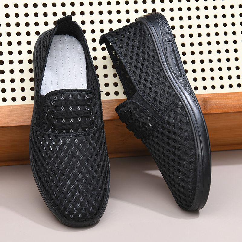 Men's Mesh Shoes Summer Breathable Hollow Thin Casual Shoes Anti Slip Lightweight Wear-resistant Sandals for Men