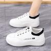 Women's Casual Leather Sneakers Lightweight Non-slip Platform Shoes Fashion Lace-up Walking Shoes