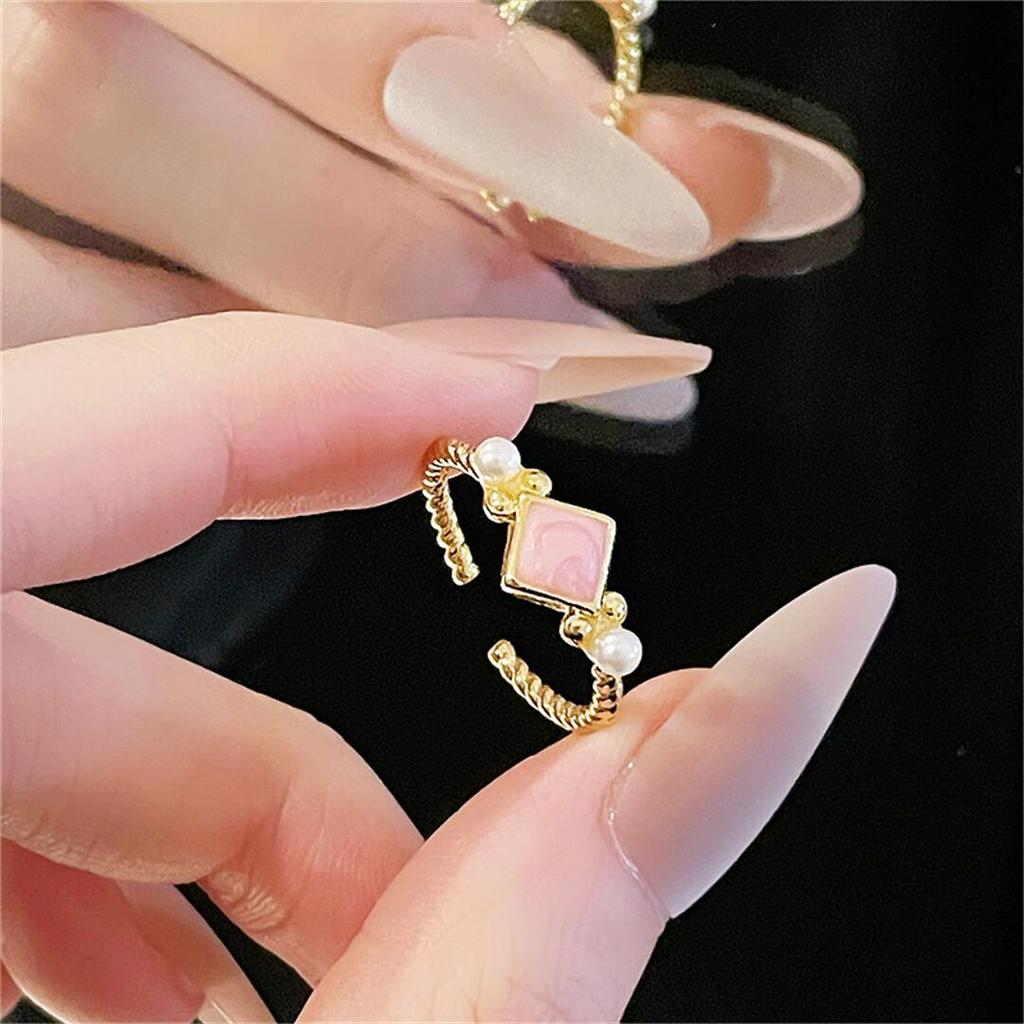 Gold Medieval Enamel Dripping Open Ring Flower Retro Ethnic Color National Style Personalized Luxury Ring