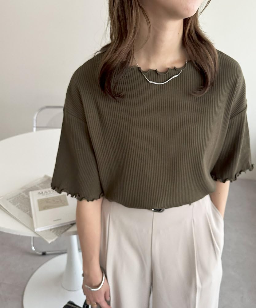 Color Available In 22 Ribbed Mellow Flare Sleeves DCZ1041406A0017 M Khaki [Discoat] [New Added! / Colors] 5/8 <WEB Exclusive>