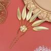1PC Headwear Jewelry Thailand Ethnic Golden Dance Party Decoration Hairpin for Women Crystal Flower Hair Accessories Alloy Leaf