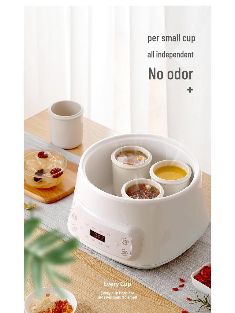 Ceramic Double-Boiler Stew Pot, 110V Electric Multi-Functional with Inner Pots and Stewing Cups, Fully Automatic for Soup and Bird's Nest.